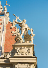 Details of the Blackheads House on the Town Hall square in old town Riga, capital of Latvia