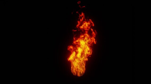 Burning fire. Realistic fire on black background. Power of nature.
