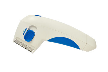 Electric brush for combing fleas and insects from pet wool isolated on a white background