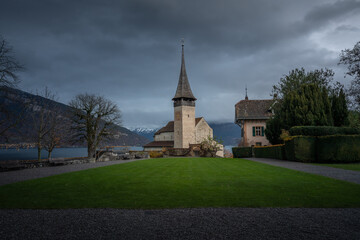 Fototapeta na wymiar Spiez Castle Church (Schlosskirche) - Spiez, Switzerland