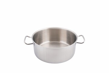 Steel pots on a white background
