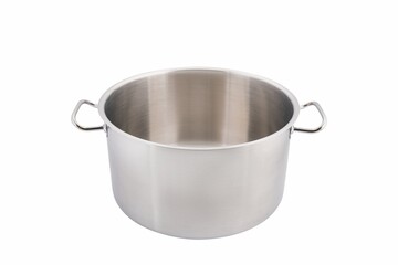 Steel pots on a white background
