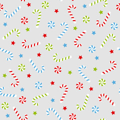 Christmas candy cane seamless pattern. Vector illustration. It can be used for wallpapers, wrapping, cards, patterns for clothes and other.