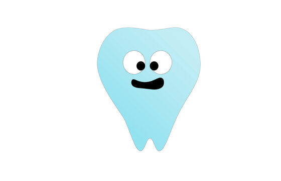 Closeup happy white tooth cartoon with eyes dental medecine dentist symbol icon vector picture illustration web design logo