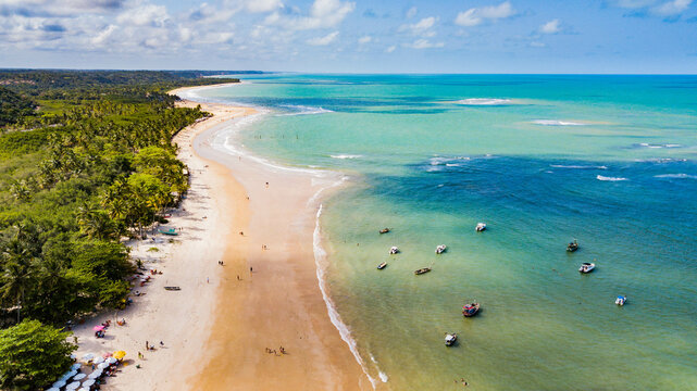 Trancoso, Porto Seguro, Bahia. Aerial view of Coqueiros beach