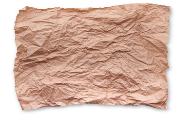 Obraz premium rectangular sheet of crumpled brown paper isolated on white background 