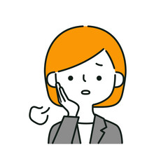 ため息をつくスーツの女性のイラスト