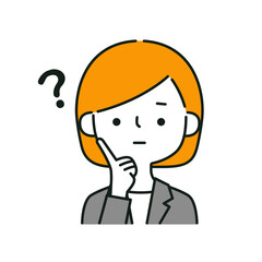 考えるスーツの女性のイラスト