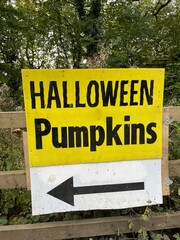 Pick your pumpkins. Halloween sign