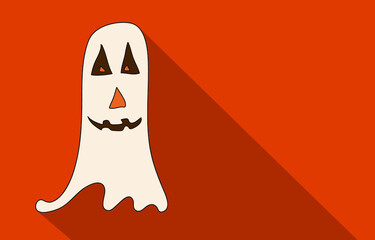 Scary and spooky ghost for halloween, greeting card with free space
