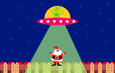 UFO taking santa away from earth