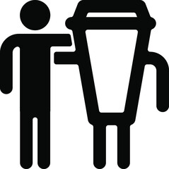 Coffee to go icon A man and a coffee cup are the best friends Friendly coffee hugging a man 