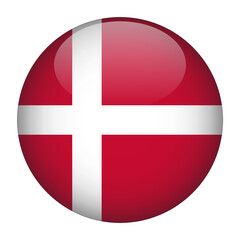 Denmark 3D Rounded Country Flag button Icon