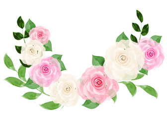 Vector imitation of watercolor rose wreath, scalable image for design of invitations, booklets, notebooks and other stationery