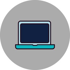 Laptop Filled Linear Vector Icon Design