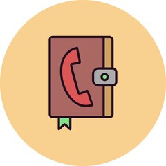 Contact Book Filled Linear Vector Icon Design