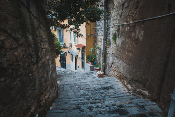 Typical picturesque streets of Naples Italy. Very atmospheric and cinematic places in the old town