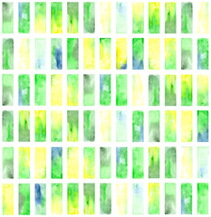 Watercolor background, color pattern. Bright yellow-green tiles. Design for wrapper, fabric, textile.
