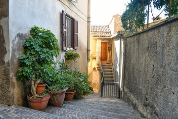 Fototapeta na wymiar A narrow street of Ripi, a medieval town of Lazio region, Italy.