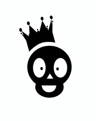 Skull icon king with crown, black color isolated on the white background 