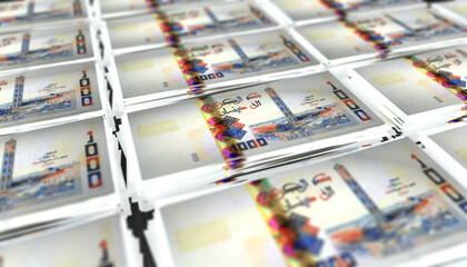 3D Bunch of 1000 Algeria Dinars Money Banknote