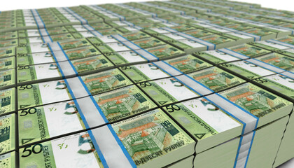 Fototapeta premium 3D Large Stack of Belarus 50 Roubles Banknote