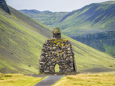 Bardur Snaefellsas statue in Arnarstapi Snaefellsnes peninsula Iceland