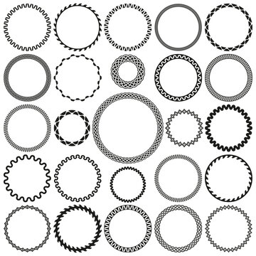 Collection of Round Decorative Ornamental Border Frames. Ideal for vintage label designs.