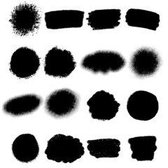 Grunge brush strokes. Ink stains and bolts. Hand drawn messy paint design elements.