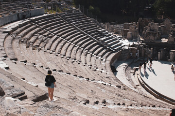 Ephesus ancient theatre. The construction of the theater began in Hellenistic times. Ancient city of Ephesus. Great theatre in Ephesus ancient city