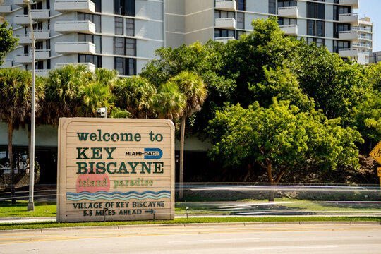 Entrance sign to Key Biscayne Miami FL