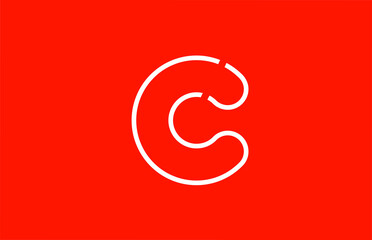 white red letter c alphabet logo design icon for company