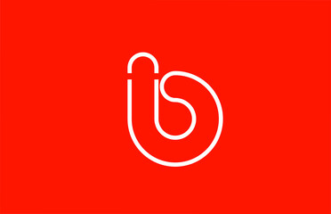 white red letter b alphabet logo design icon for company