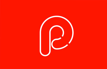 white red letter P alphabet logo design icon for company