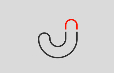 black red grey letter J alphabet logo design icon for company