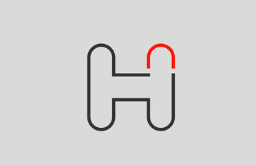 black red grey letter H alphabet logo design icon for company