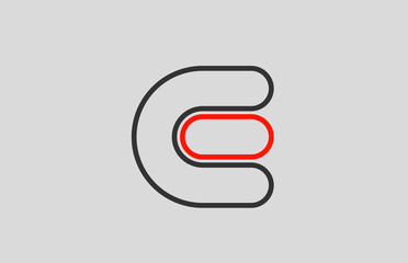 black red grey letter E alphabet logo design icon for company
