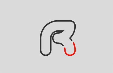 black red grey letter R alphabet logo design icon for company