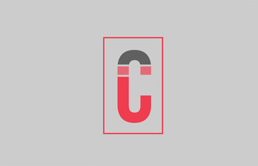 red grey logo c alphabet letter design icon for company