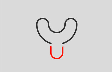 black red grey letter Y alphabet logo design icon for company
