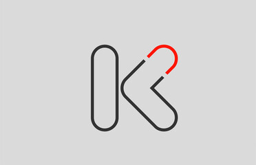 black red grey letter K alphabet logo design icon for company