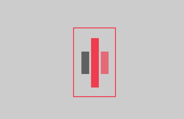red grey logo i alphabet letter design icon for company