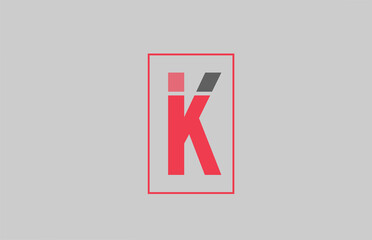 red grey logo K alphabet letter design icon for company