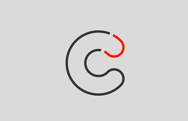 Obraz premium black red grey letter C alphabet logo design icon for company