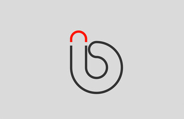 black red grey letter b alphabet logo design icon for company