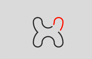 black red grey letter X alphabet logo design icon for company