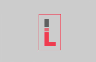 red grey logo L alphabet letter design icon for company