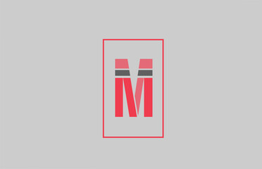 red grey logo M alphabet letter design icon for company