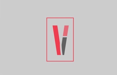 red grey logo V alphabet letter design icon for company