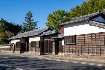 青空の松江城下町の風景